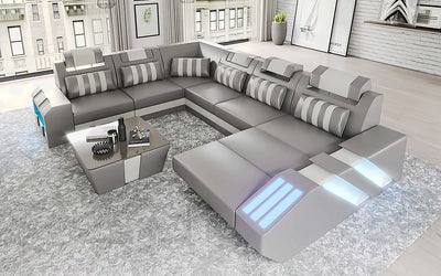 Cosmo Modern Leather Sectional Divano