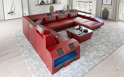 Cosmo Modern Leather Sectional Divano