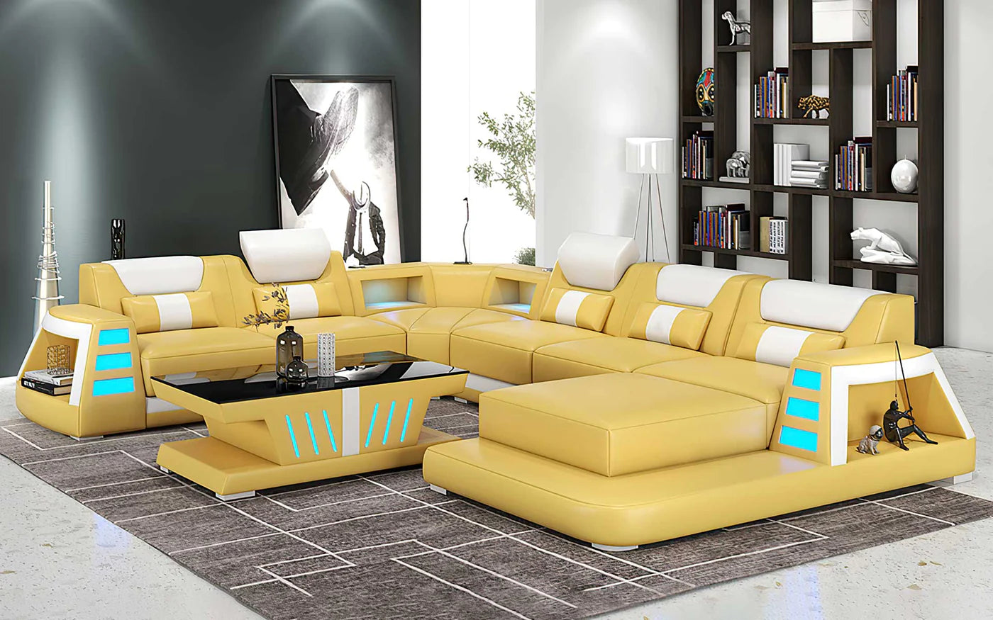 Ozzy Modern Leather Sectional Divano