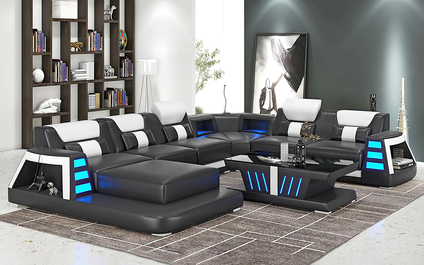 Ozzy Modern Leather Sectional Divano