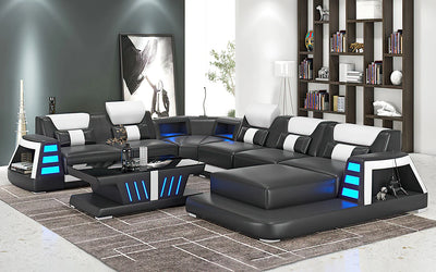 Ozzy Modern Leather Sectional Divano