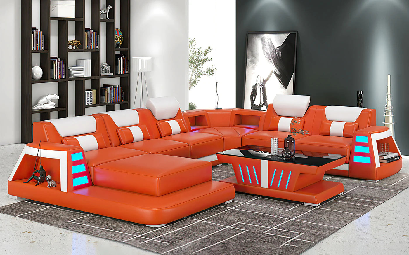 Ozzy Modern Leather Sectional Divano