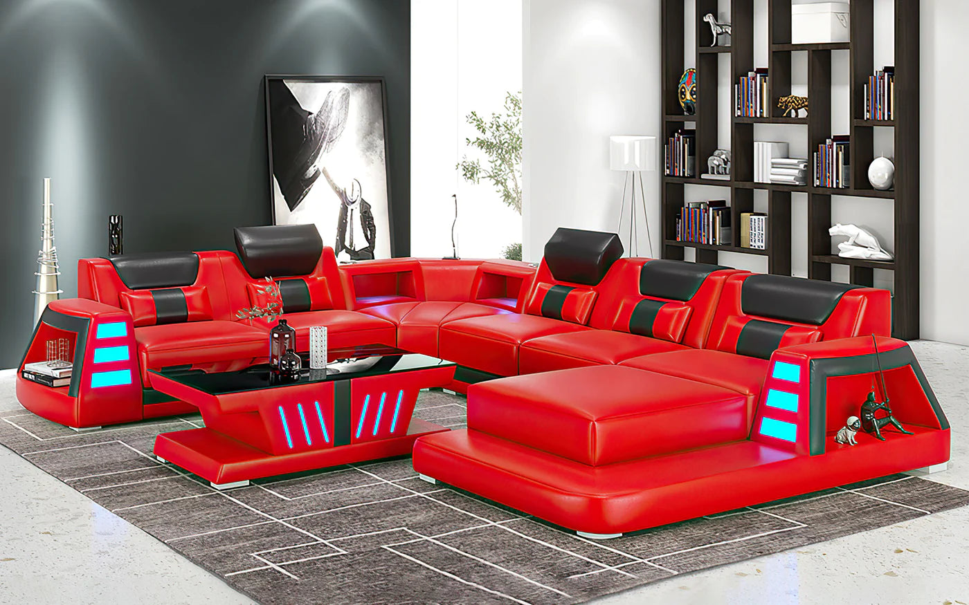 Ozzy Modern Leather Sectional Divano