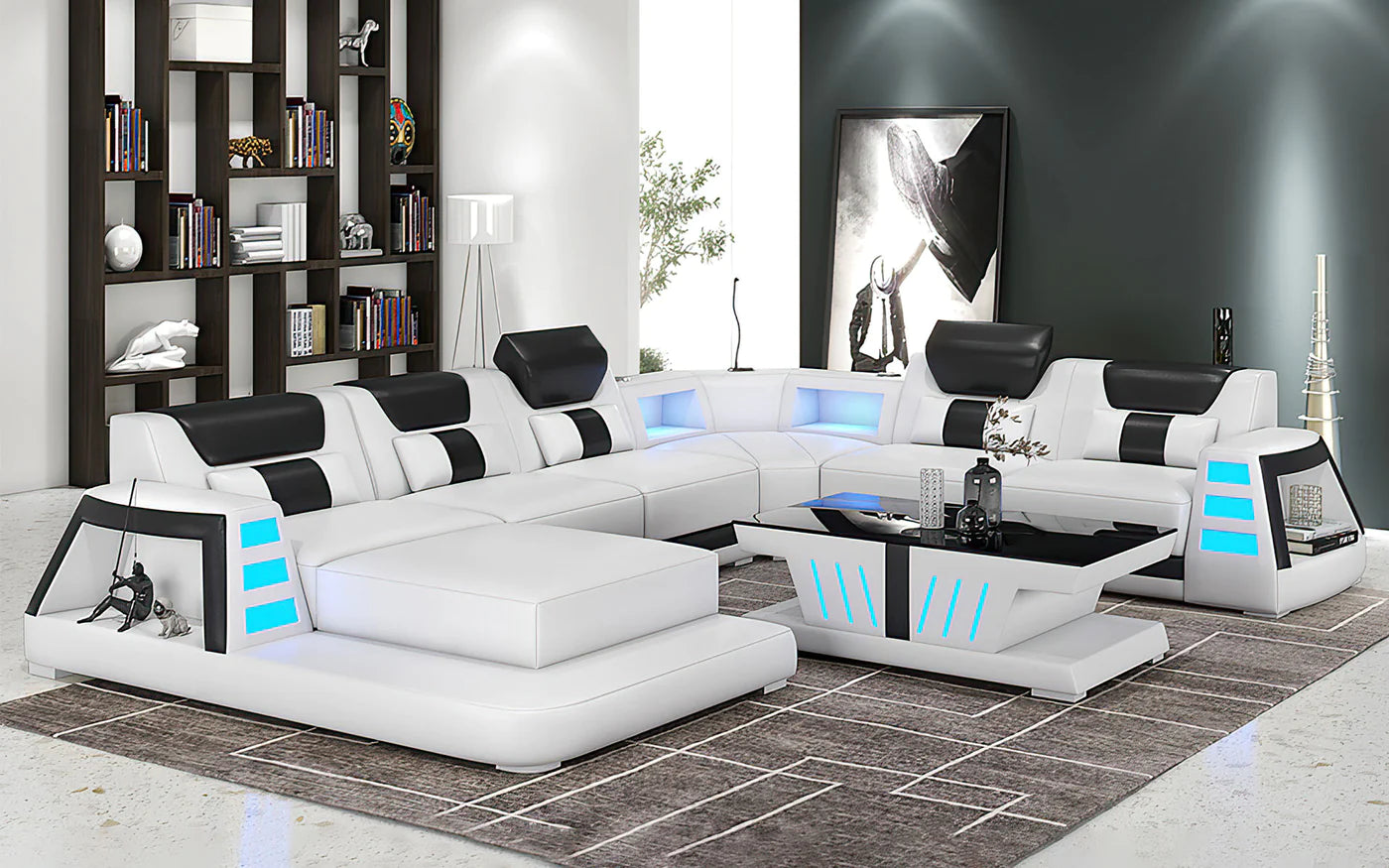 Ozzy Modern Leather Sectional Divano