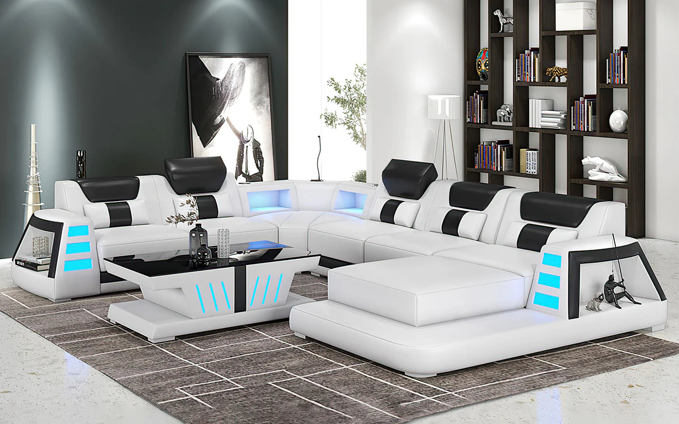 Ozzy Modern Leather Sectional Divano