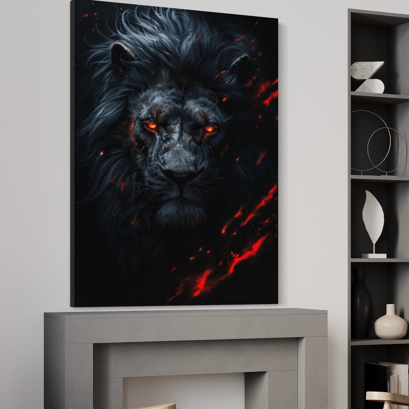 Angry Black Lion Quadro