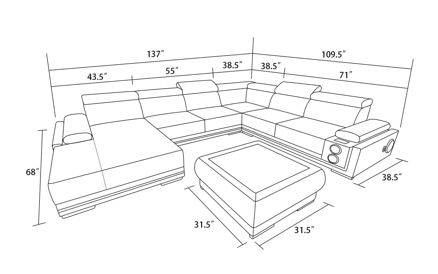 Wilder Modern Leather Sectional