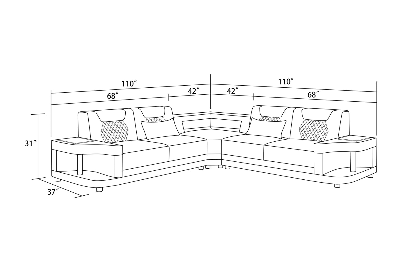 Tate Modern Leather Corner Sectional Divano