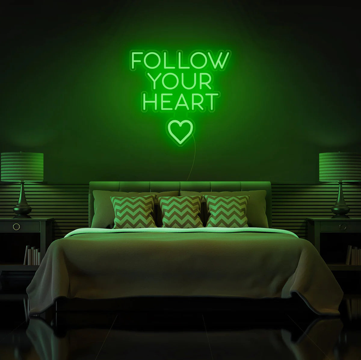 Follow Your Hearth Insegna al neon