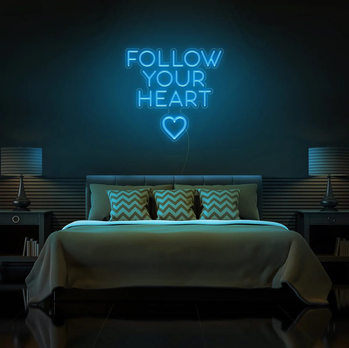 Follow Your Hearth Insegna al neon