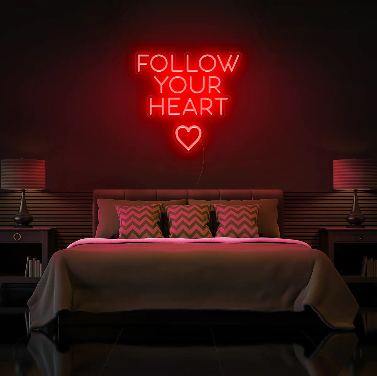 Follow Your Hearth Insegna al neon