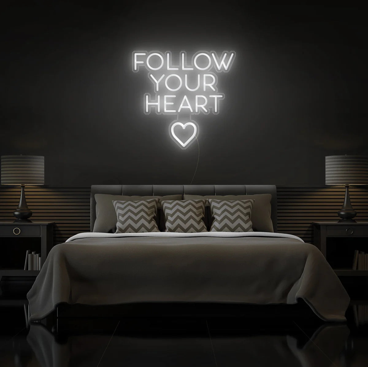 Follow Your Hearth Insegna al neon