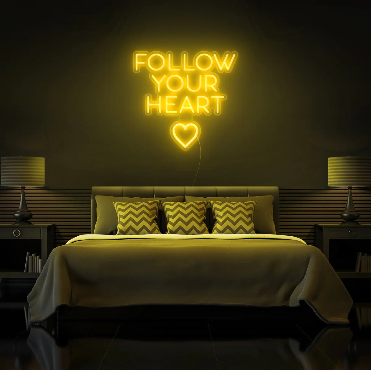 Follow Your Hearth Insegna al neon