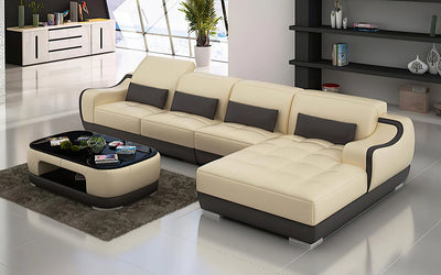 Amir Small Modern Leather Sectional Divano