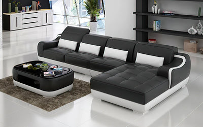 Amir Small Modern Leather Sectional Divano