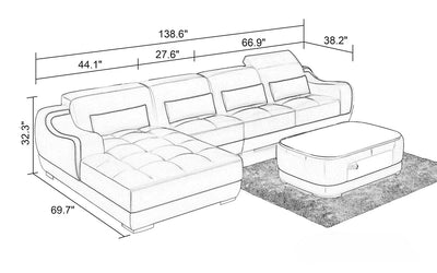 Amir Small Modern Leather Sectional Divano