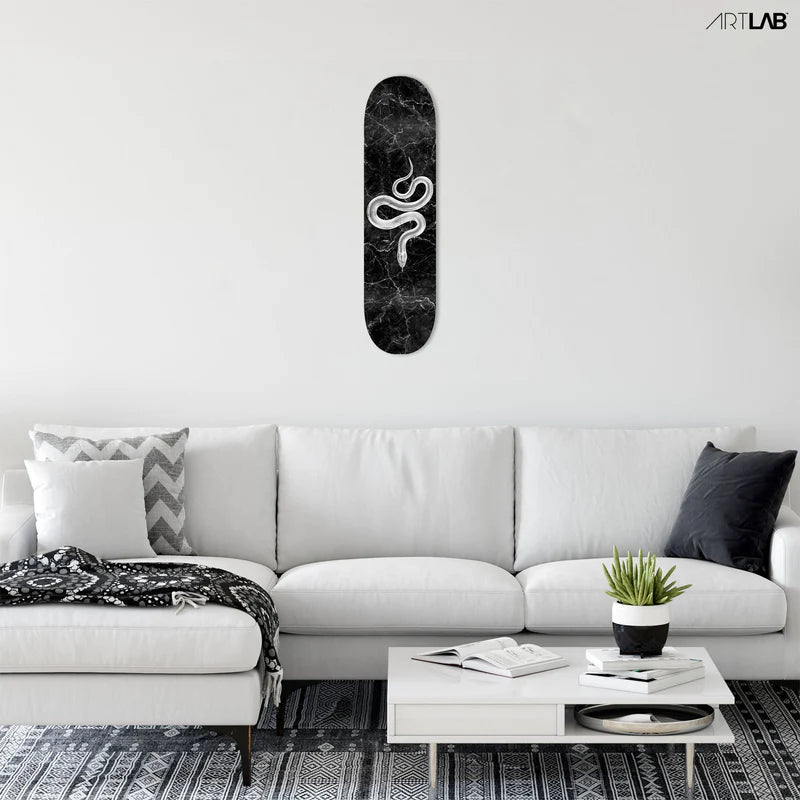 Marble Snake Black Acrylic Glass Skateboard