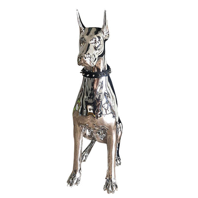 Luxurious Silver Dobermann Statua